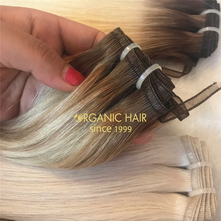 Double drawn remy human flat weft hair extensions A132